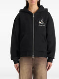Manière De Voir JS009 in black floral Eiffel zip hoodie