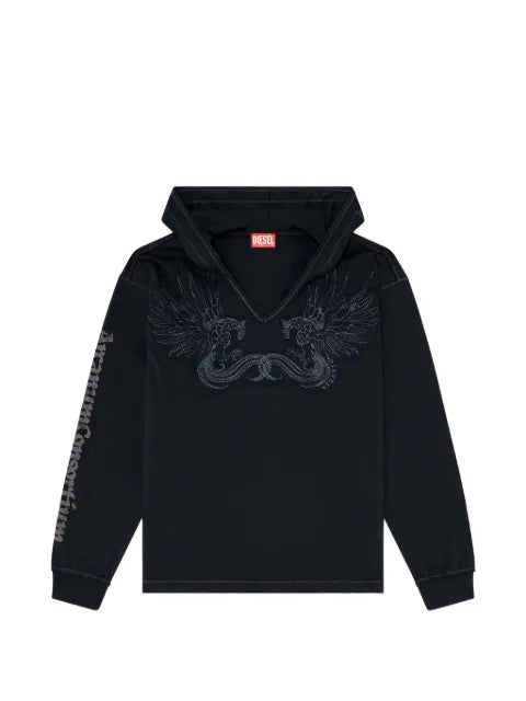 Diesel embroidered-patch V-neck hoodie