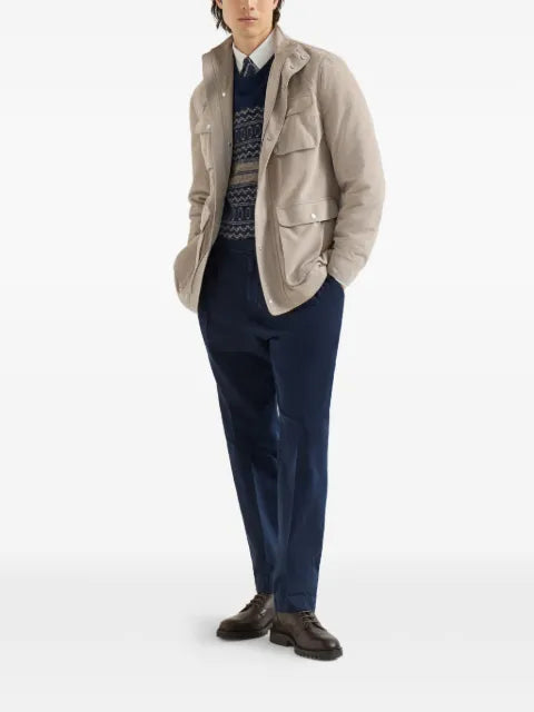 Brunello Cucinelli suede unlined safari jacket