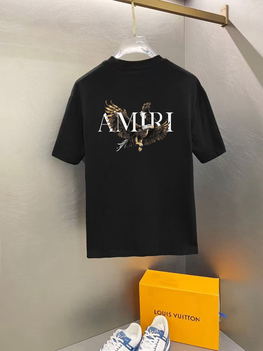 Amiri Eagle Logo Chest Graphic Crew‑Neck Short‑Sleeve T‑Shirt