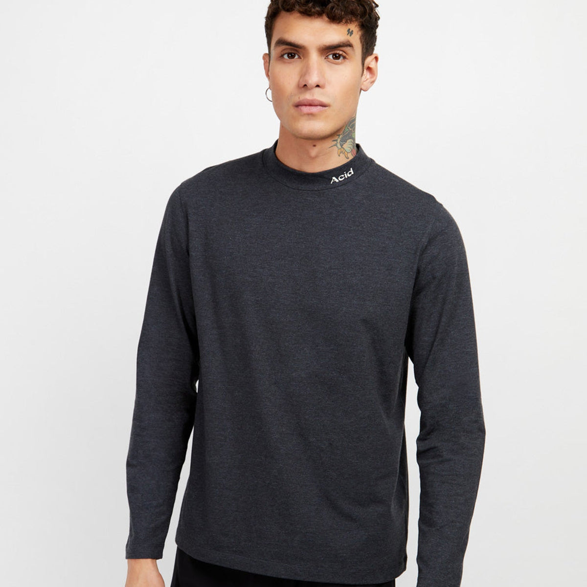 Acid Running Mock Neck T-Shirt: Vintage Black