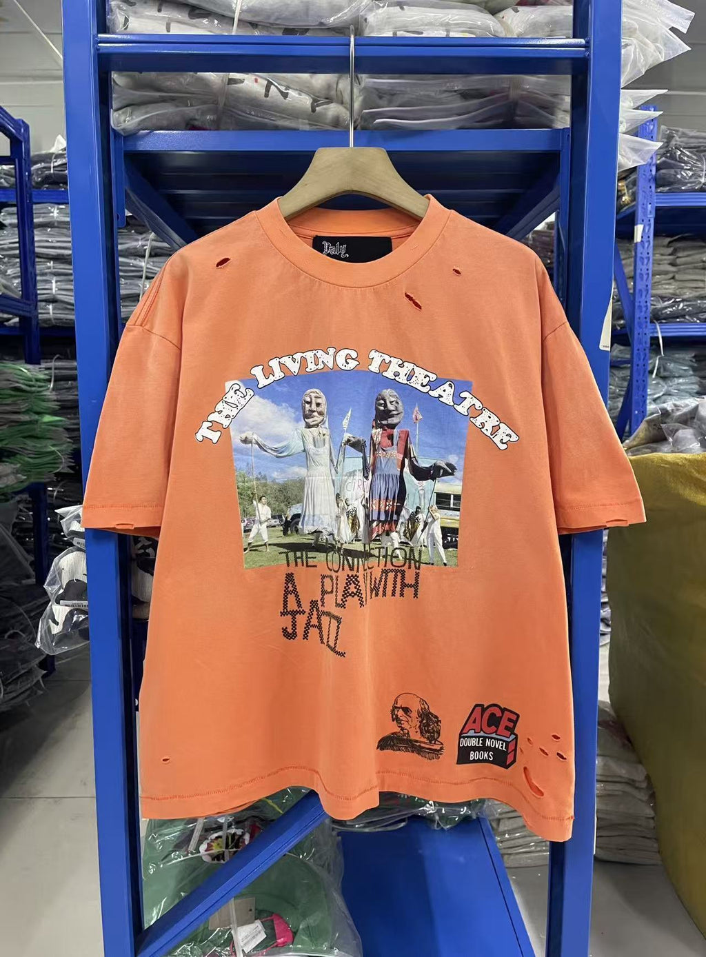 Paly Hollywood Graphic Washed Distressed Short Sleeve Crewneck T-Shirt