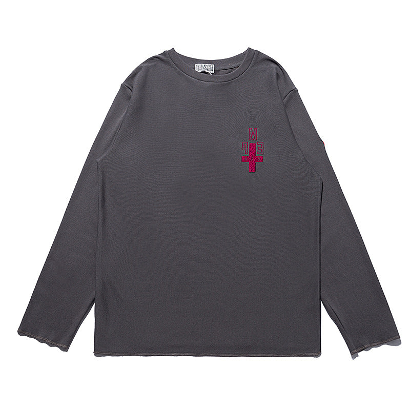 Cav Empt Wax-Dyed Letter Embroidered Washed Long Sleeve Crewneck Tee