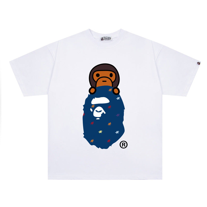 BAPE Ape Head Shark Print Unisex Casual T-Shirt