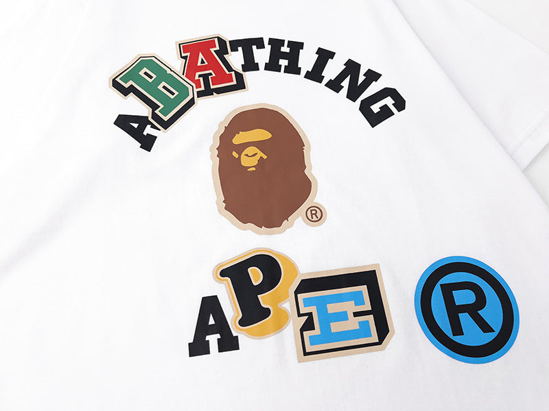 BAPE Multicolor College Ape Head Men's T-Shirt - Black