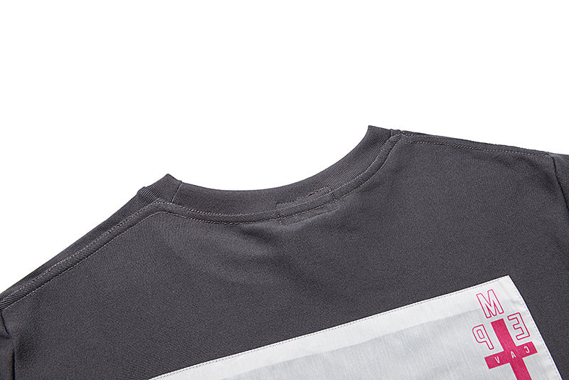 Cav Empt Wax-Dyed Letter Embroidered Washed Long Sleeve Crewneck Tee