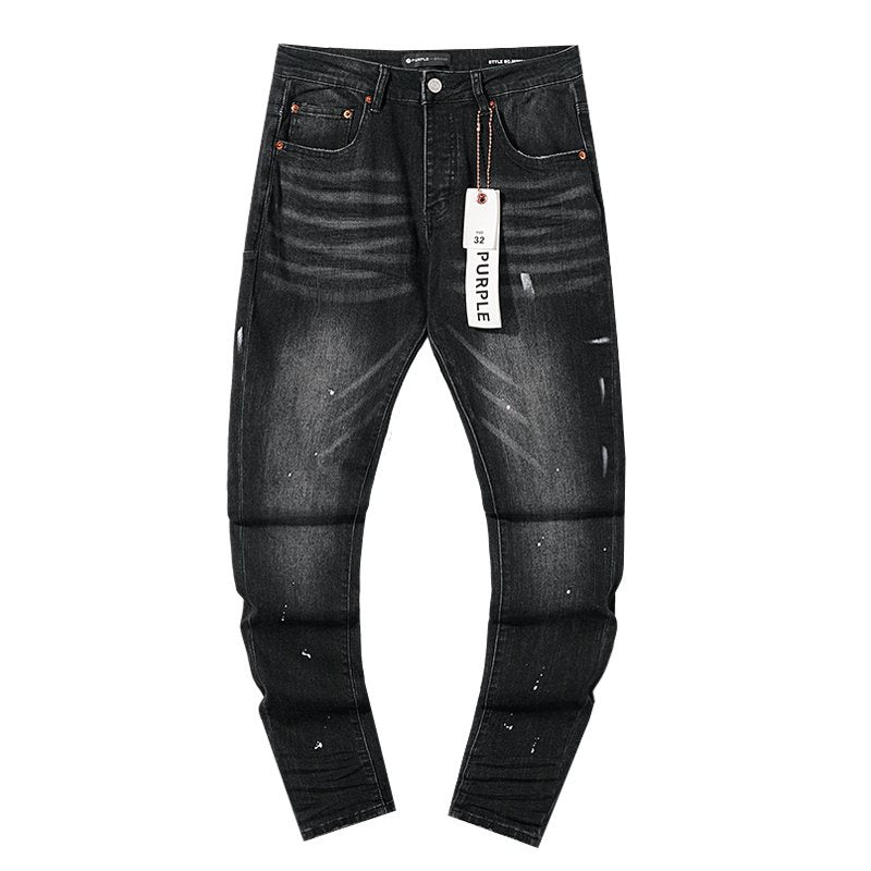 Purple Brand Black Washed Distressed Jeans