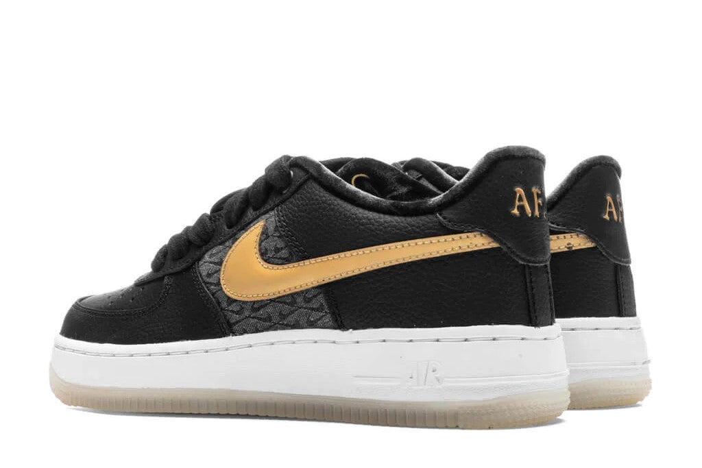 Big Kid's Nike Air Force 1 Low LV8 BG Blk/Metallic Gold-Wht (FN6977 010)