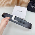 CELINE LARGE WESTERN 35 MM BELT BLACK CALFSKIN SILVER HARDWARE