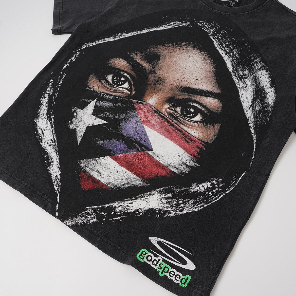 Godspeed Hooded Flag Portrait Graphic T-Shirt