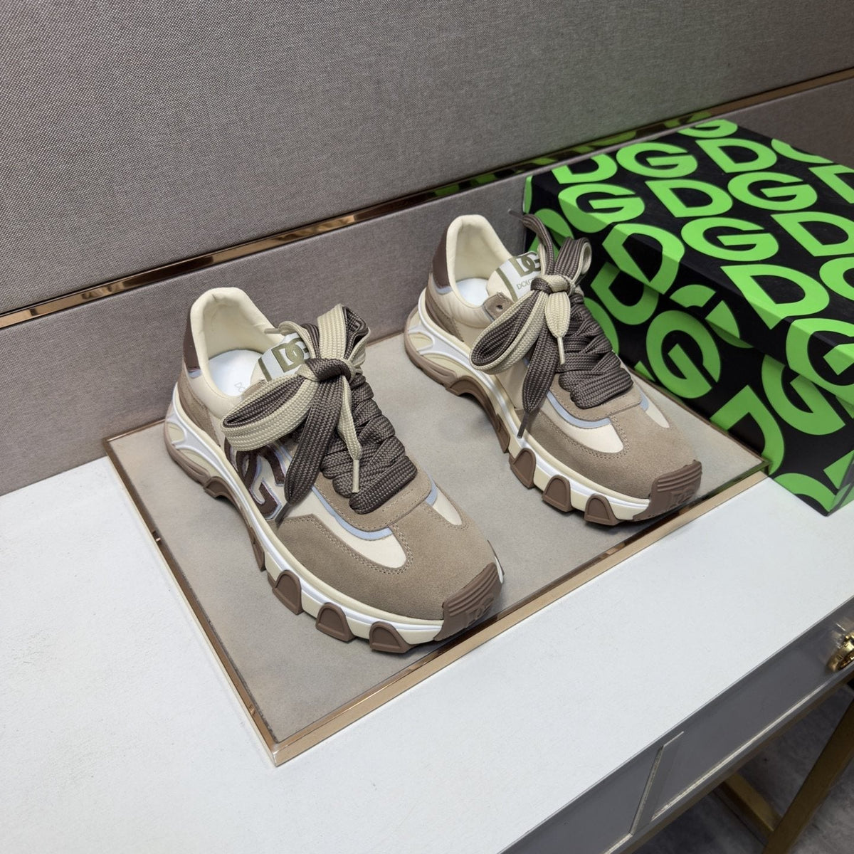 Dolce & Gabbana Taupe Chunky Sole Sneakers