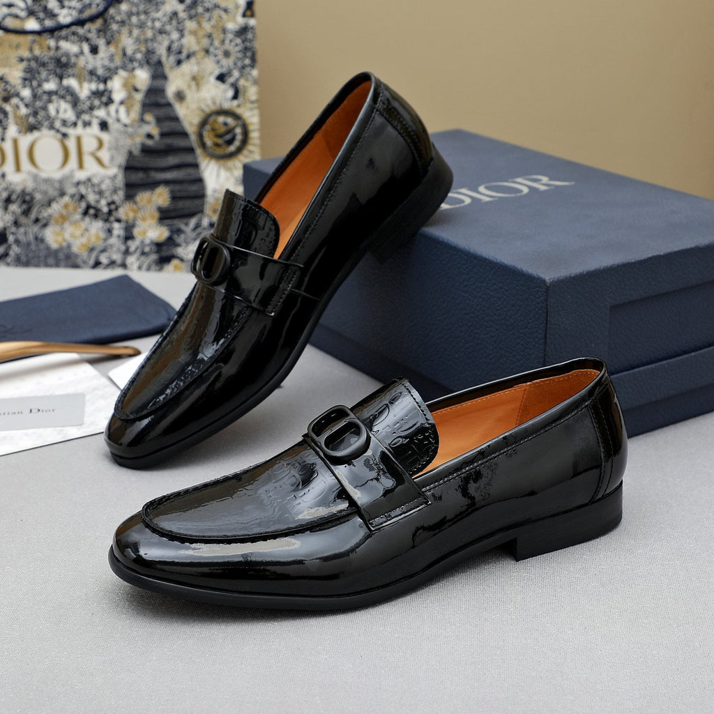Dior Black Glossy Slip-On Loafers
