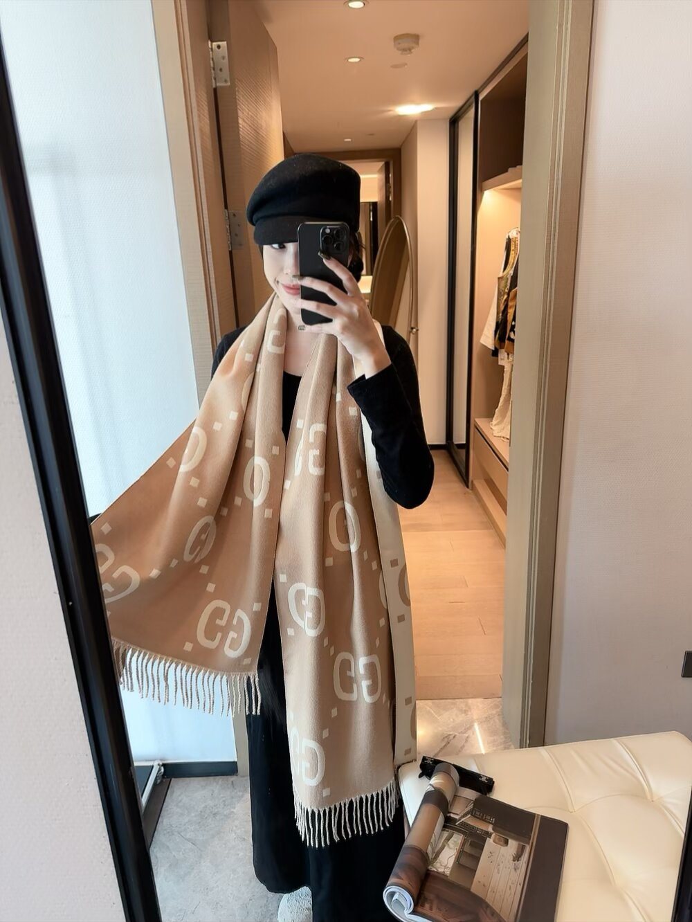 Gucci Two-Tone Fringed Scarf