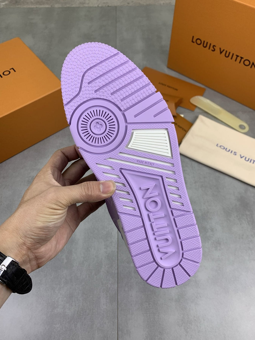 Louis Vuitton Lavender Purple Low-Top Sneakers - Lavender Purple and White