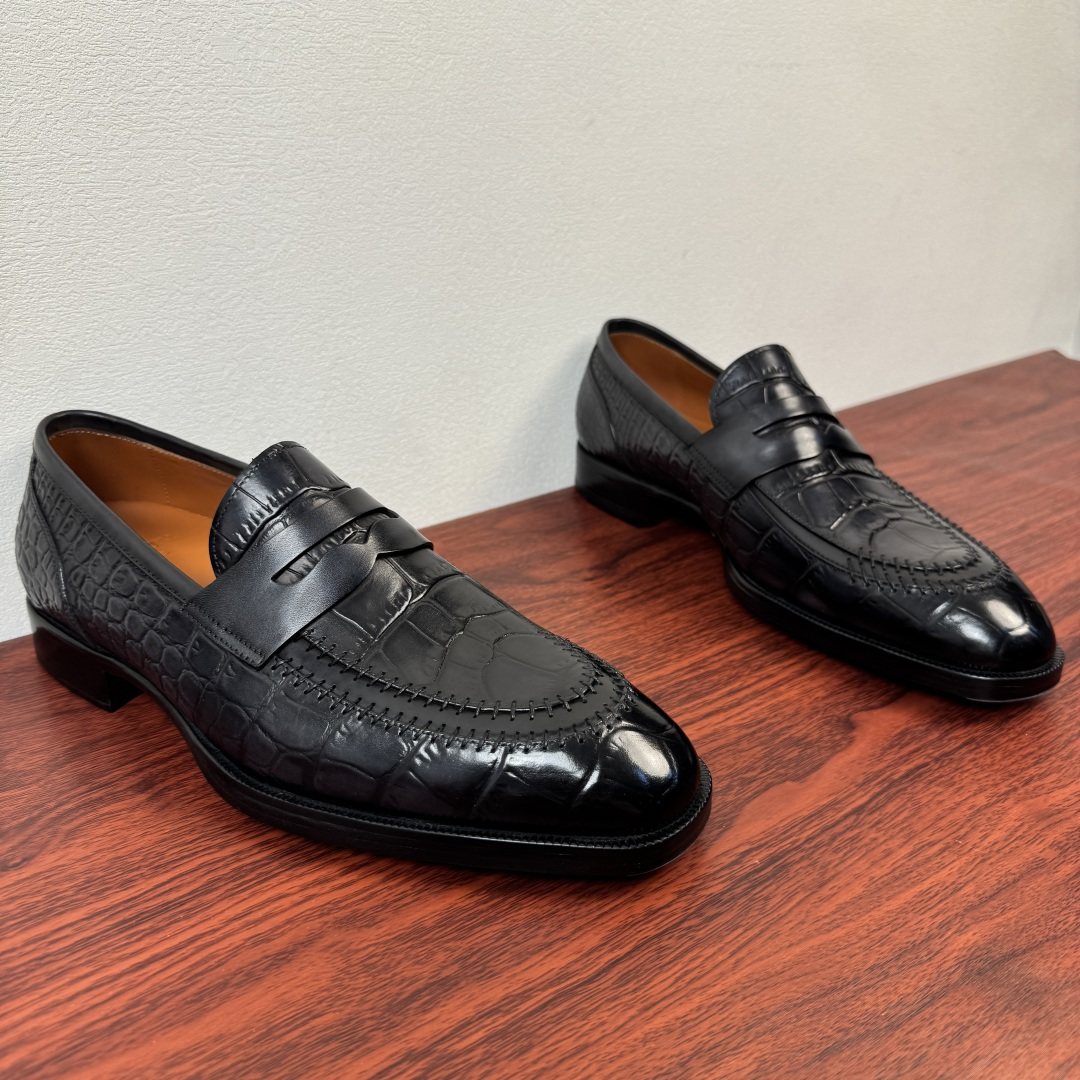 Berluti Men's Embossed Burnished Loafers