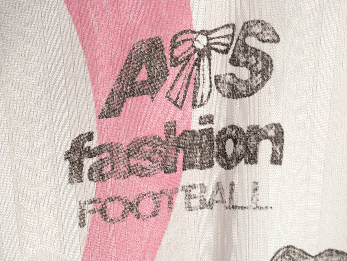Acne Studios Bow Graphic Football Jersey Long-Sleeve Top - White/Pink