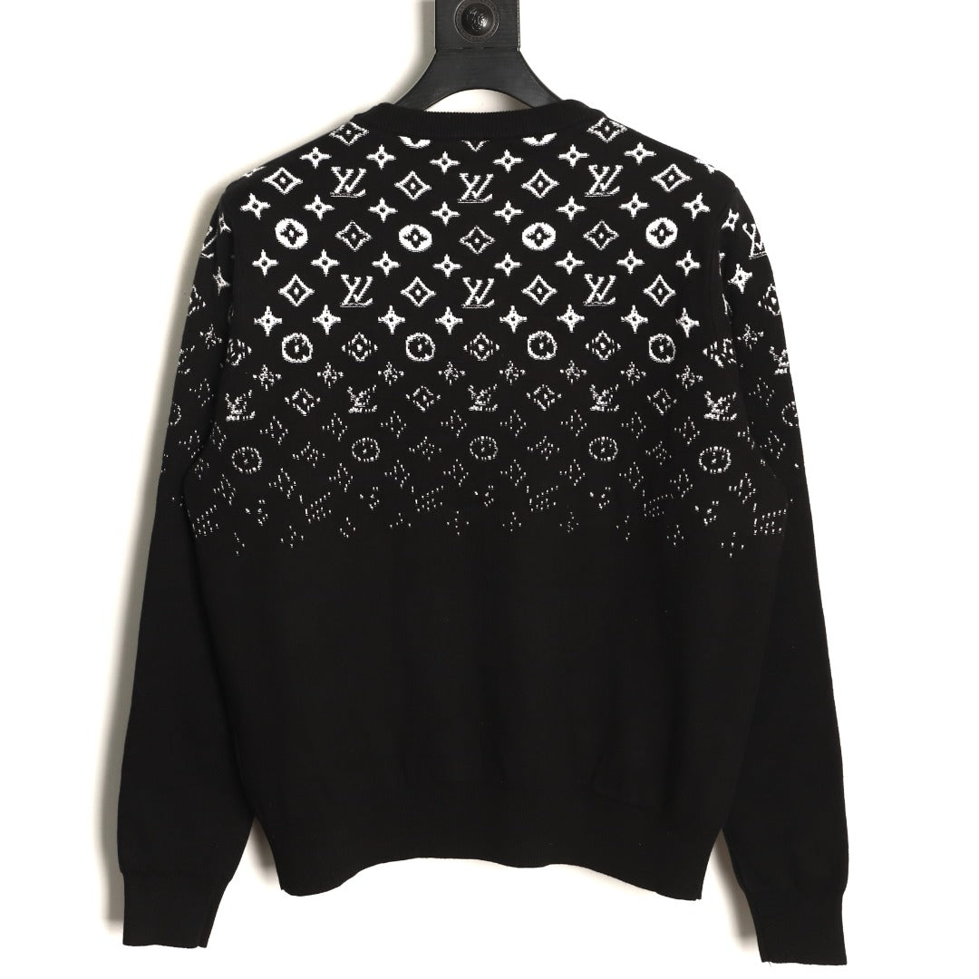 Louis Vuitton Monogram-Style Gradient Crewneck Sweater - Black