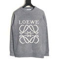 Loewe Anagram and Lettering Crewneck Knit Sweater - Gray