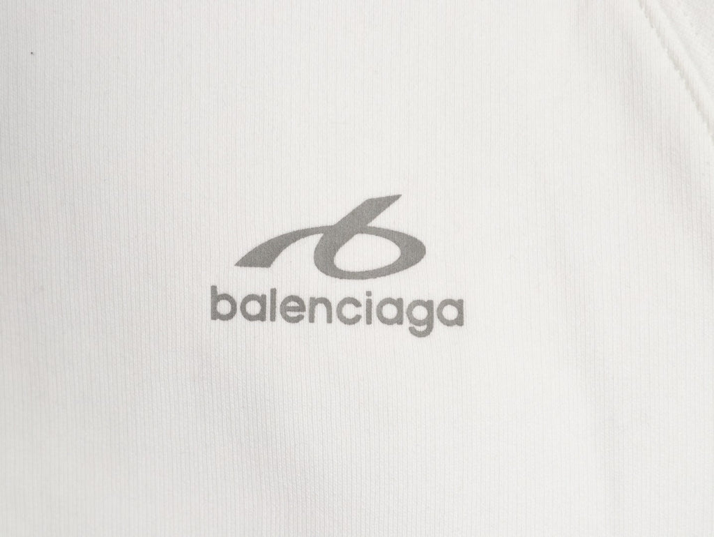 Balenciaga Chest-Emblem Zip Hoodie - Off-White